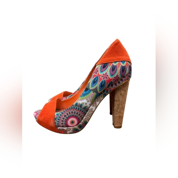 Desigual NWT Heel PCS Unique Floral Orange/Multi Coloured Size 39 - Picture 3 of 9
